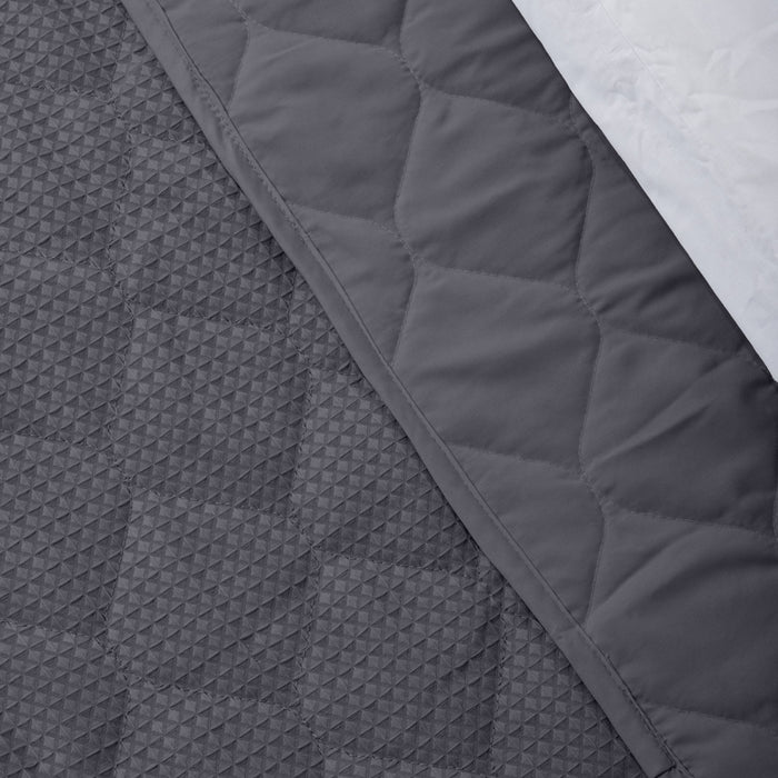 Nest Microfibre Reno 3D Soft Touch Quilted Bed Cover - Steel Grey-Quilt