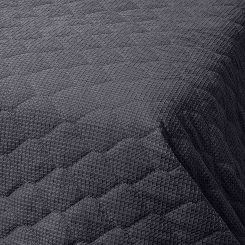 Nest Microfibre Reno 3D Soft Touch Quilted Bed Cover - Steel Grey-Quilt