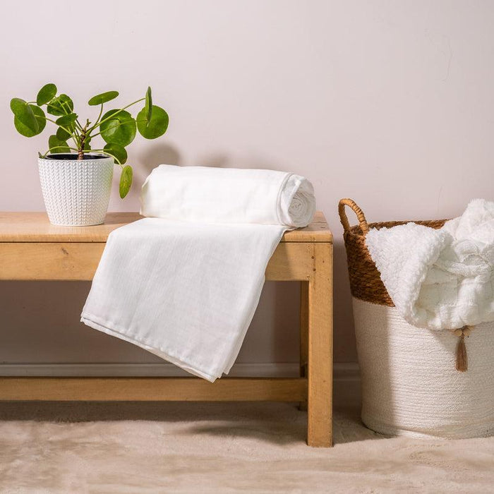 Nest Muslin Throw - White-Throw