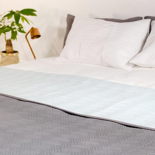 Nest Nova Embossed Reversible Bed Cover - Grey & Duck Egg-Quilt