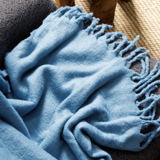 Nest Woollen Blend Blanket Throw Denim Blue-Blankets