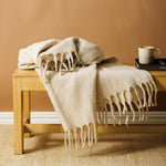 Nest Woollen Blend Blanket Throw Eggshell