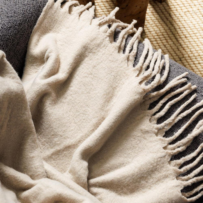 Nest Woollen Blend Blanket Throw Oatmeal-Blankets
