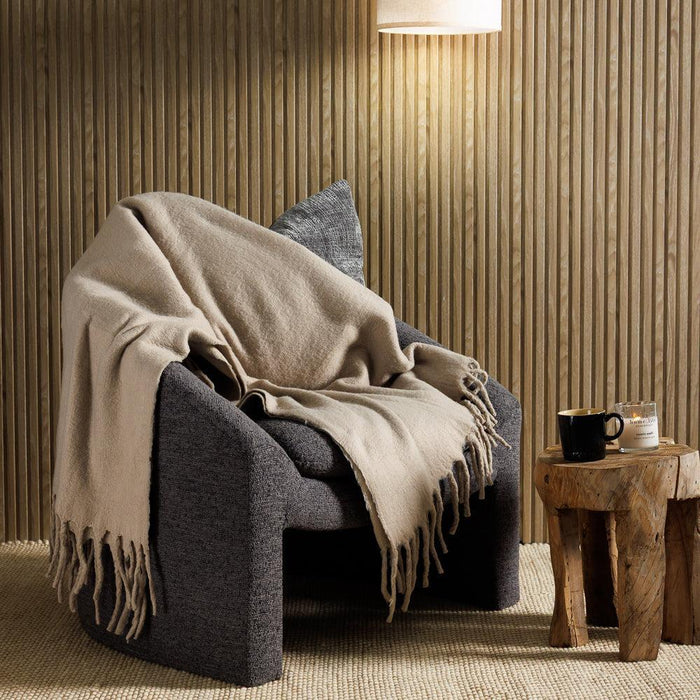 Nest Woollen Blend Blanket Throw Oatmeal-Blankets