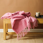 Nest Woollen Blend Blanket Throw Rose Pink
