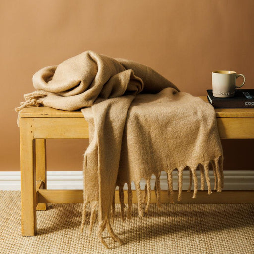 Nest Woollen Blend Blanket Throw Sand-Blankets