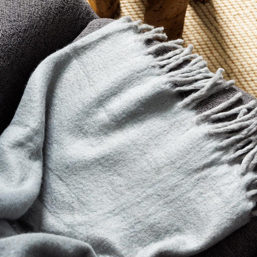 Nest Woollen Blend Blanket Throw Silver Grey-Blankets