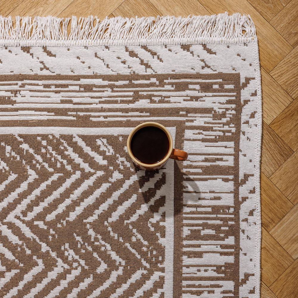 Paxos Mediterranean Collection Jacquard Polycotton Carpet Beige-Carpets/Rugs
