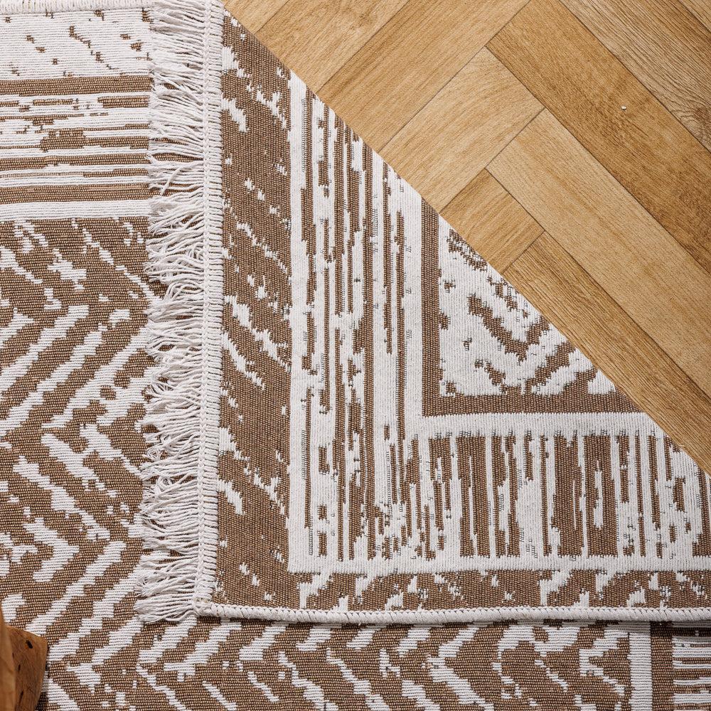Paxos Mediterranean Collection Jacquard Polycotton Carpet Beige-Carpets/Rugs
