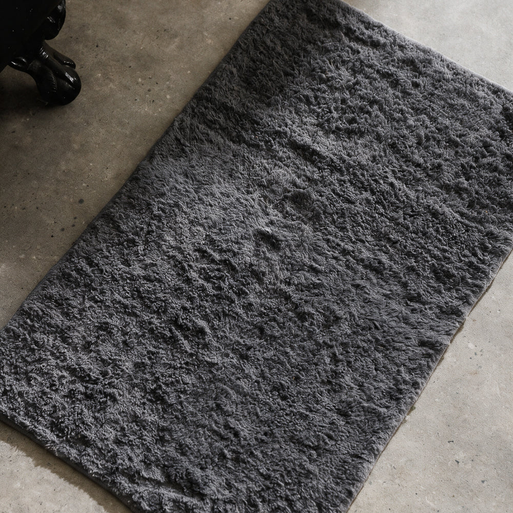 Plain Cotton Bathroom Mat Set Dark Grey 2 Piece-Bath Mats