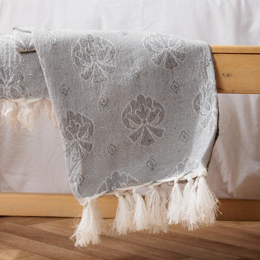 Protea Jacquard Throw - Grey-Throw