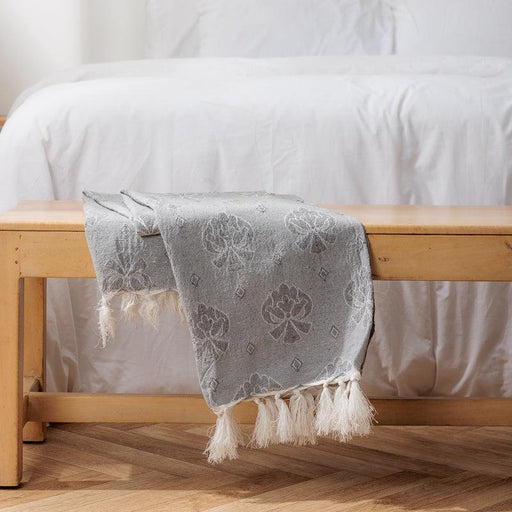 Protea Jacquard Throw - Grey-Throw