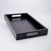 Rectangular Wooden Serving Tray With Cut Out Handles - black