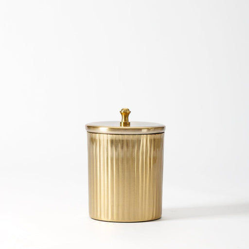 Ribbed Canister with Lid Gold-Canisters
