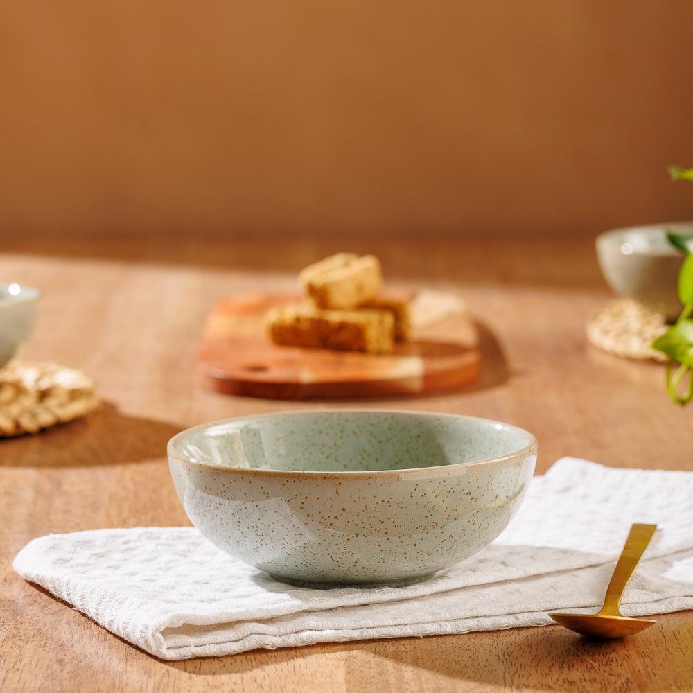 Rimmed Stoneware Bowl Blue Grey-Bowls
