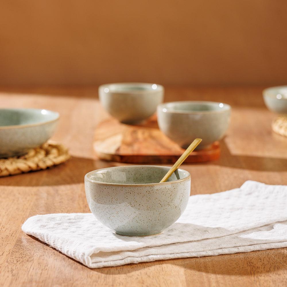 Rimmed Stoneware Bowl Blue Grey-Bowls