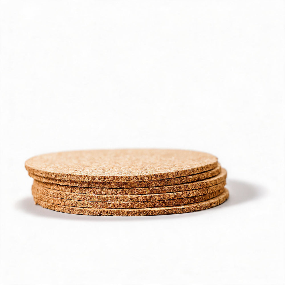 Round Cork Coaster Set Set of 6-Bar Accessories