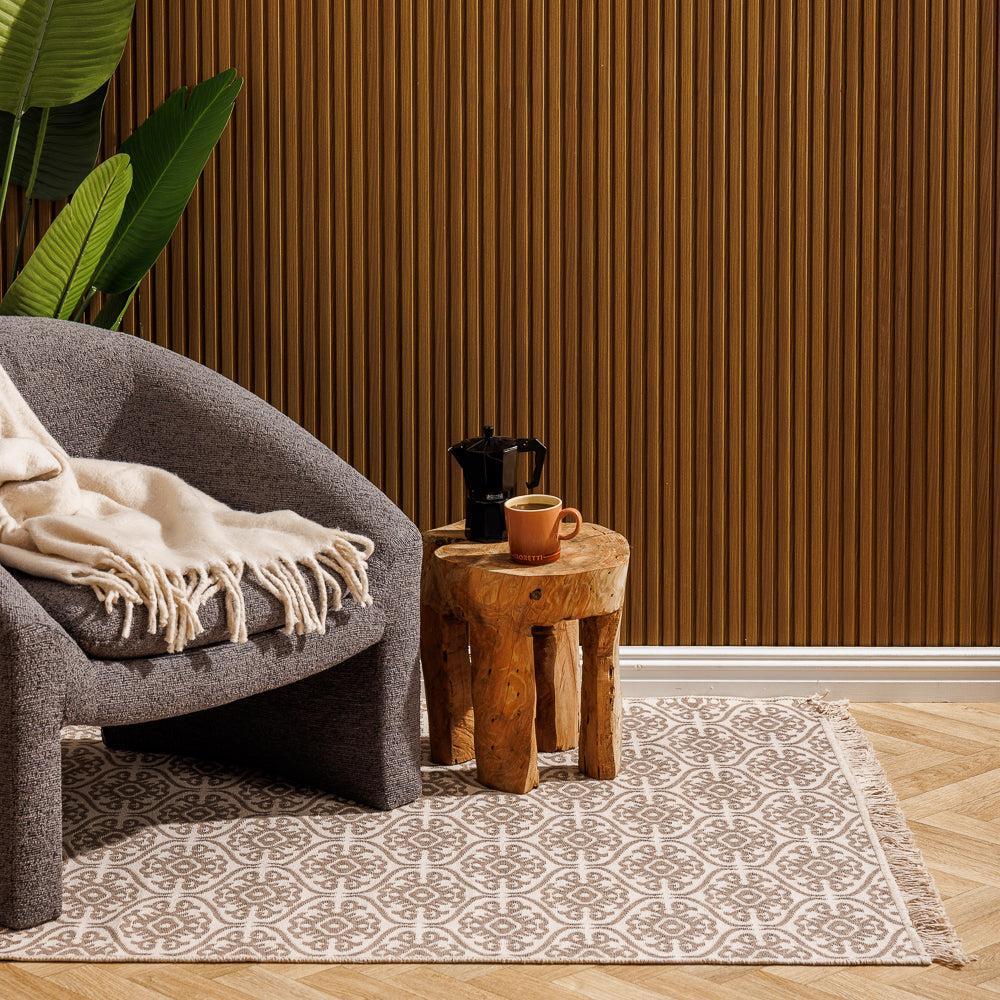 Santorini Mediterranean Collection Jacquard Polycotton Carpet Sand-Carpets/Rugs