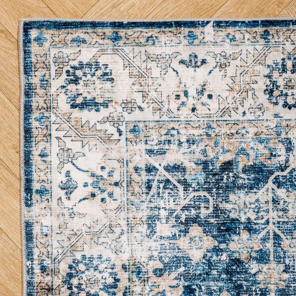 Silkwhisper Printed Carpet Navy Blossom-Carpets/Rugs