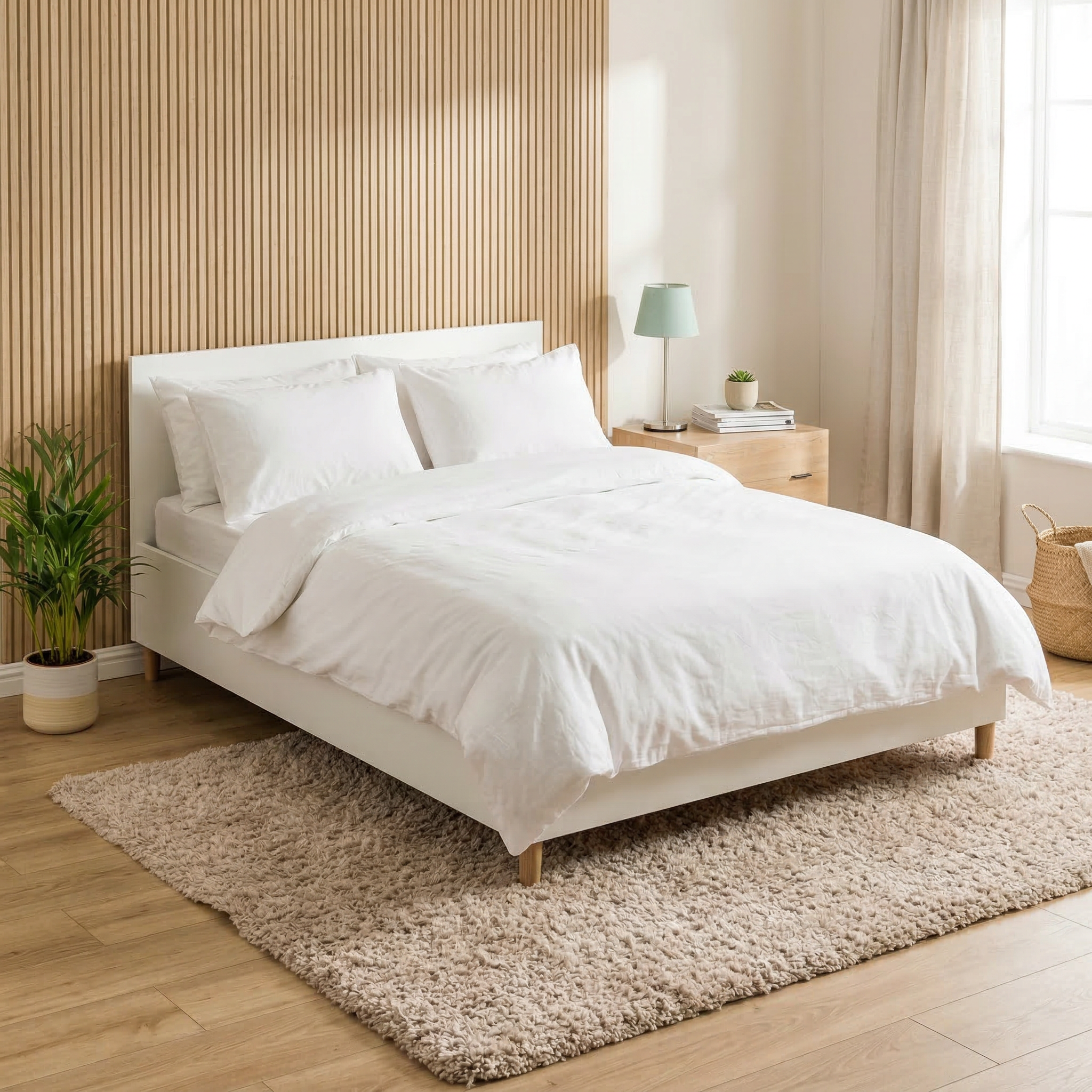 Simple Bed - Queen XL - White-Beds & Bed Frames