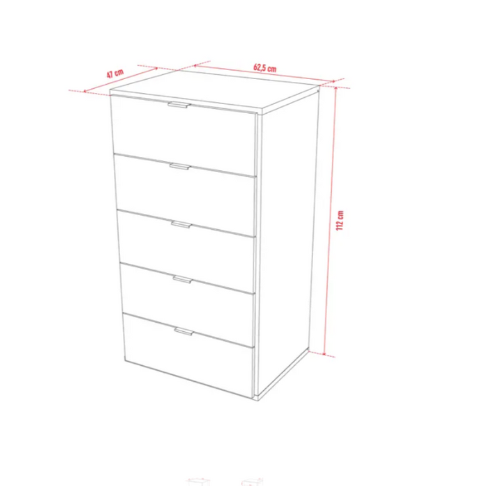 Simple Dresser With Drawers Narrow - Black-Dressers