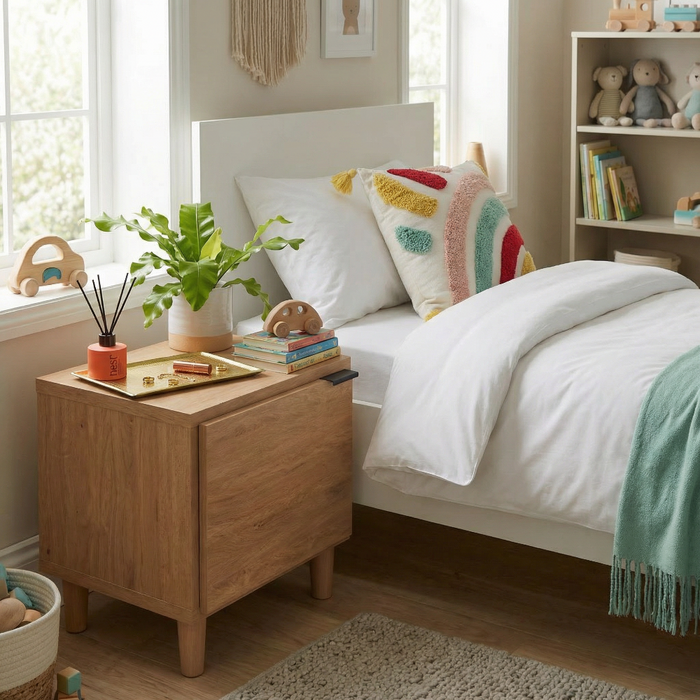 Simple Nightstand Oak-Nightstands