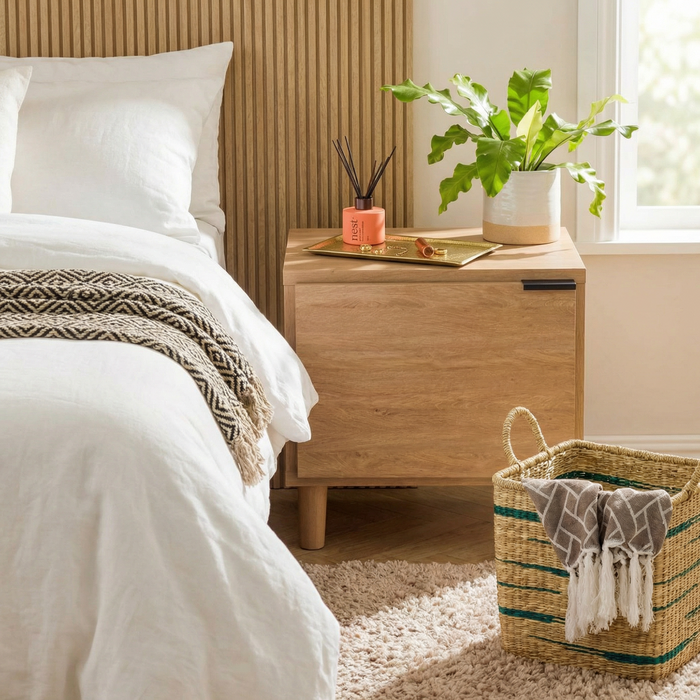 Simple Nightstand Oak-Nightstands