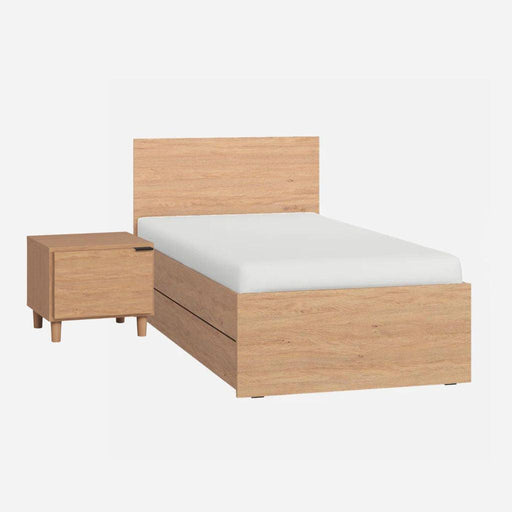 Simple Single XL Bed - 2 Piece Bundle - Oak-Bedroom Furniture Sets