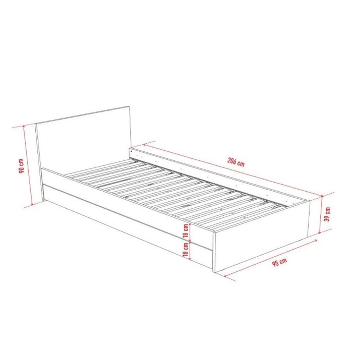 Simple Single XL Bed - 4 Piece Bundle - Matt Black-Bedroom Furniture Sets