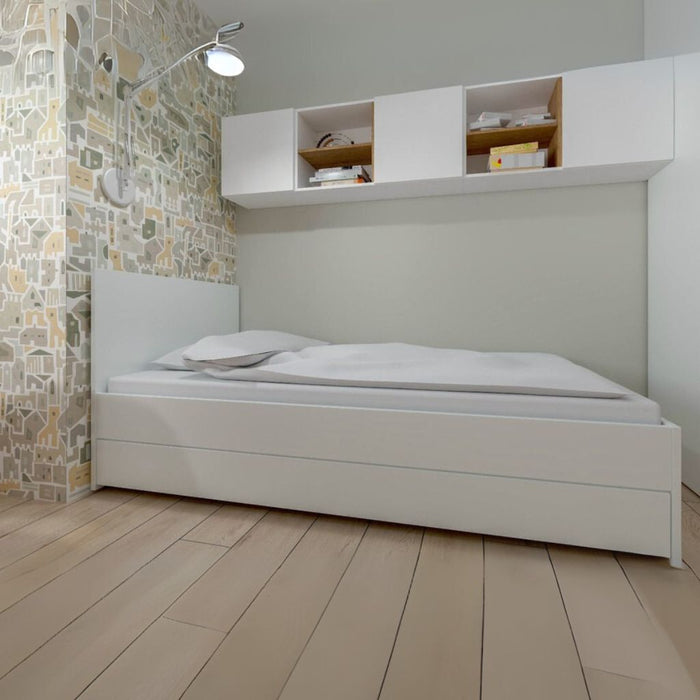 Simple Single XL Bed - 4 Piece Bundle - White-Bedroom Furniture Sets