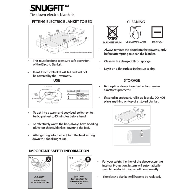 Snugfit Electric Blanket - Fully Fitted Extra Length Sherpa Fleece with Elasticated Skirt-Electric blanket