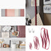 Collage of office supplies and decor items including ribbons, a calendar, and stationery.