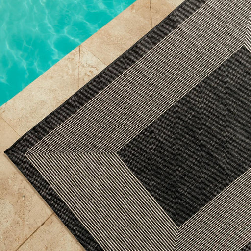 Spring Twilight Indoor and Outdoor Rug Black-Carpets/Rugs