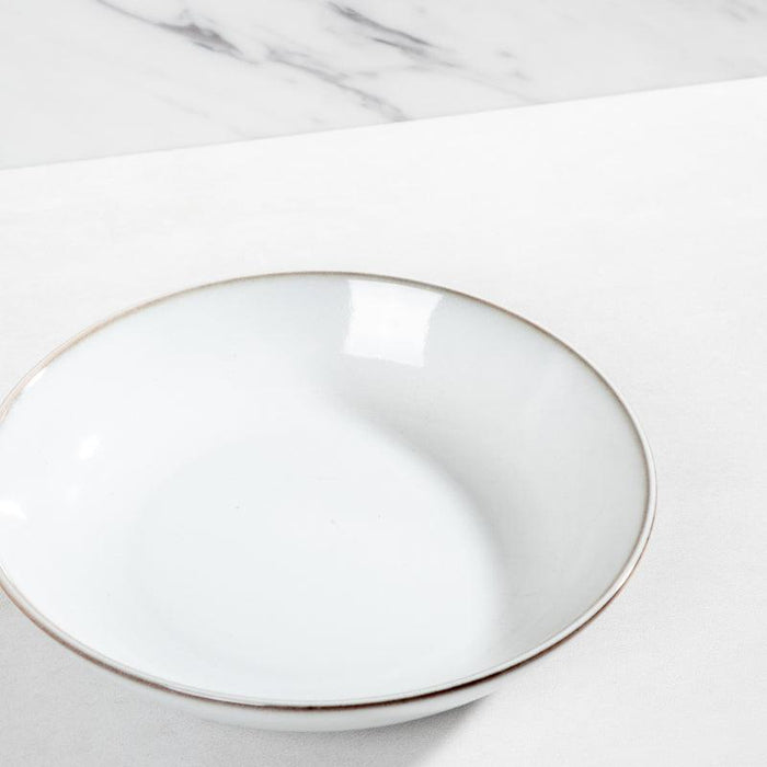Stoneware Shallow Bowl - Light Grey