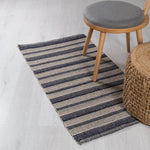 Striped Box Rug Navy (60x120cm)