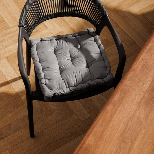 Striped Square Chair Pad Dark Grey-Chair Pads