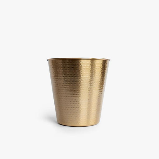 Tapered Bin - Soft Gold Hammered-Bathroom Accessories