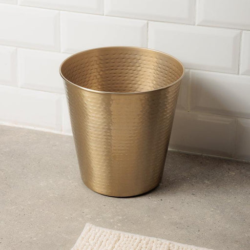 Tapered Bin - Soft Gold Hammered-Bathroom Accessories