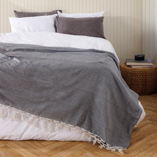 Textured Bed Cover - Charcoal-Bed Cover