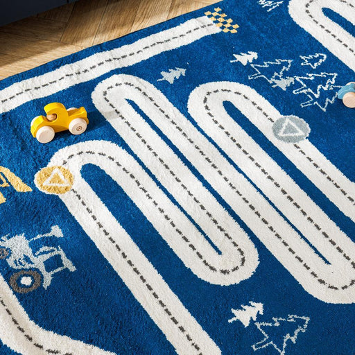 Truck Road Map Carpet Blue-Carpets/Rugs