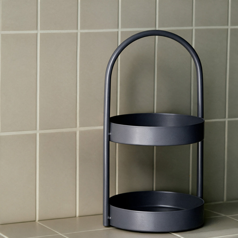 Two Tier Bathroom Amenity Caddy Grey-Bathroom Accessories