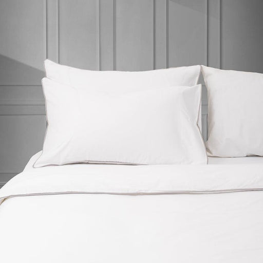 Whisper Soft 400 Thread Count Egyptian Grey Piped Edge Duvet Cover Set-DUVET COVER