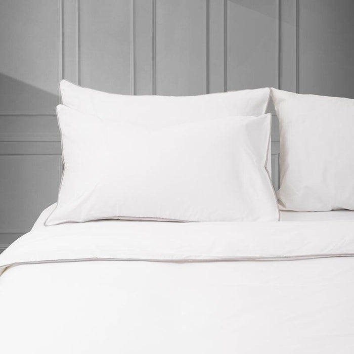 Whisper Soft 400 Thread Count Egyptian Grey Piped Edge Duvet Cover Set-DUVET COVER