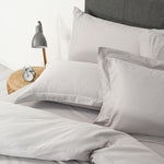 Whisper Soft 500 Thread Count Oxford Egyptian Cotton Sateen Duvet Cover Set Silver