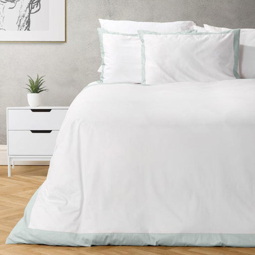Whisper Soft Como 400 Thread Count Egyptian Cotton Contrast Border Duvet Cover Set - Duck Egg-Duvet Cover Set