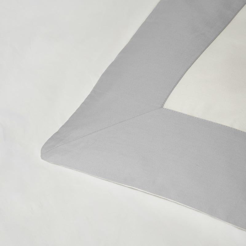 Whisper Soft 400 Thread Count Egyptian Cotton Contrast Border Duvet Cover Set White with Grey-Duvet Cover