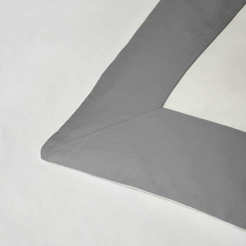 Whisper Soft 400 Thread Count Egyptian Cotton Contrast Border Duvet Cover Set White with Steel-Duvet Cover