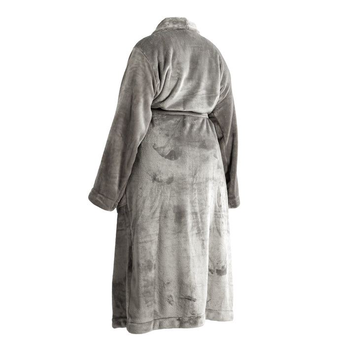 Whisper Soft Microfleece Bathrobe Grey-Bathrobes