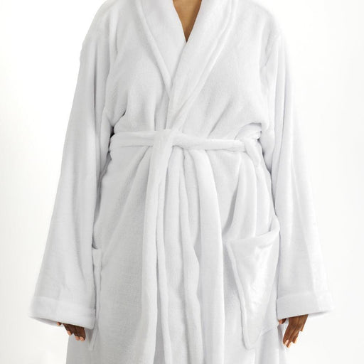 Whisper Soft Microfleece Bathrobe White-Bathrobes