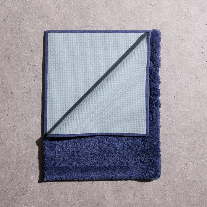Whisper Soft Non-Slip Cotton Pattern Bath Mat - Navy-Bath mat